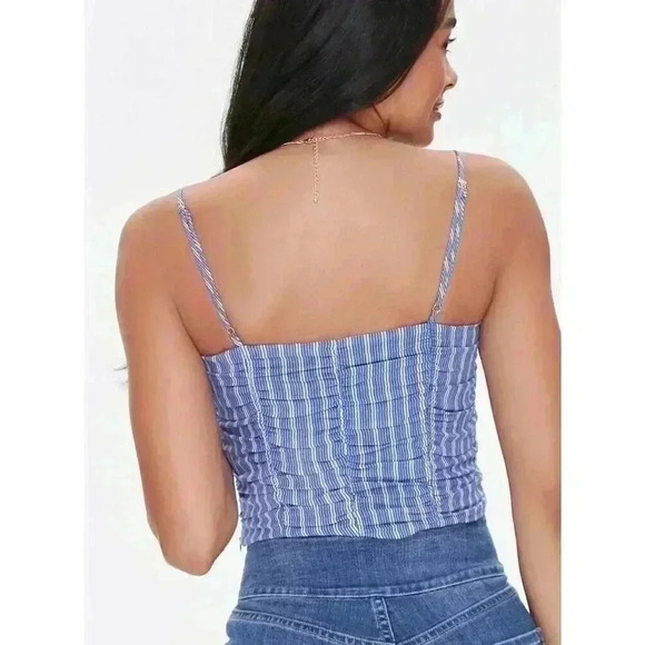 Forever21 Pinstriped Ruched Crop Cami - Picture 3 of 4